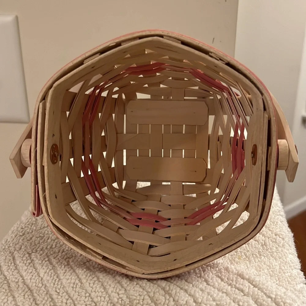 Vintage 2001 Longaberger Horizon of Hope Basket Pink Trim Swing Handle Protector